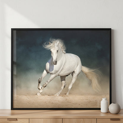 White Horse ภาพติดผังสไตล์วิวธรรมชาติ สำหรับตกแต่งบ้านและคอนโด พร้อมกรอบคุณภาพ