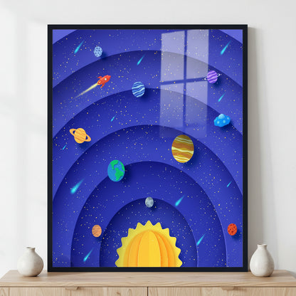 Round layers galaxy space ภาพติดผังสไตล์นามธรรม สำหรับตกแต่งบ้านและคอนโด พร้อมกรอบคุณภาพ