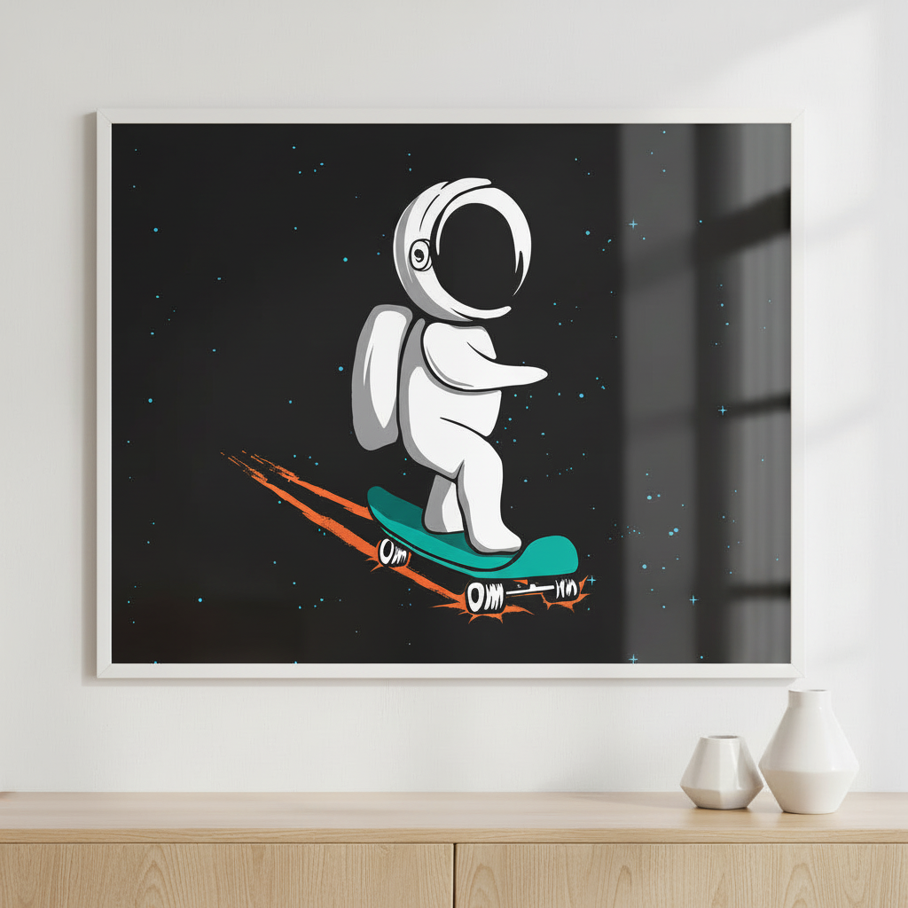 Rides on skateboard