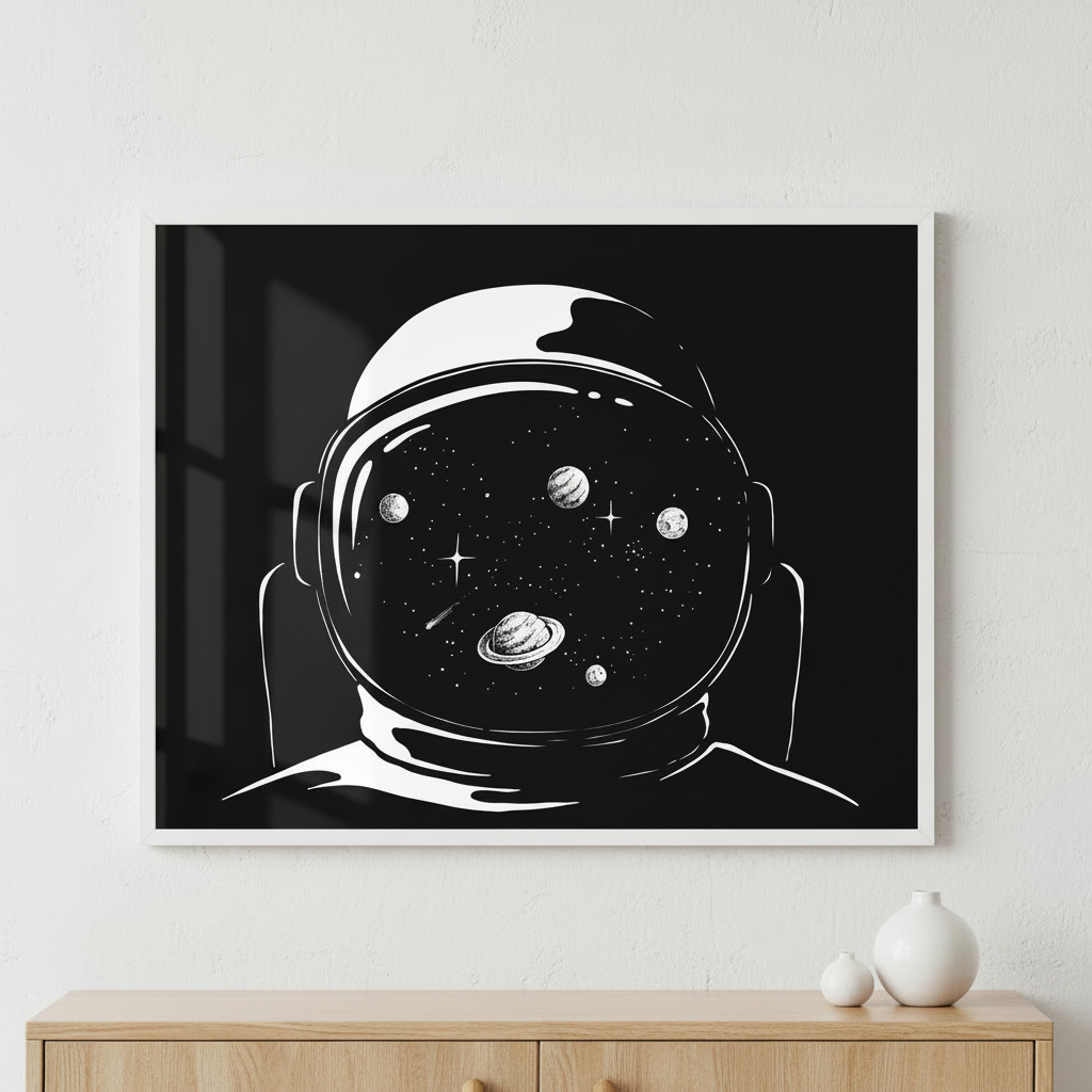 Space reflection in an astronauts helmet