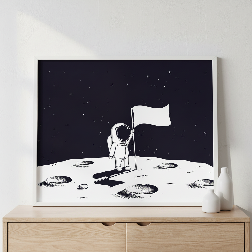Stands on moon