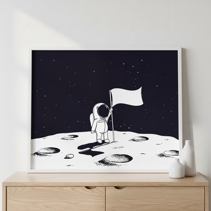 Stands on moon