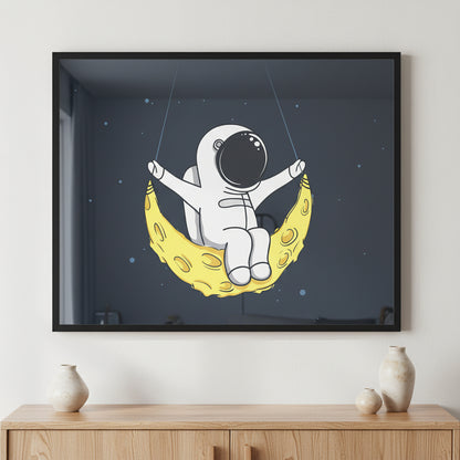 Sway on the moon ภาพติดผังสไตล์นามธรรม สำหรับตกแต่งบ้านและคอนโด พร้อมกรอบคุณภาพ