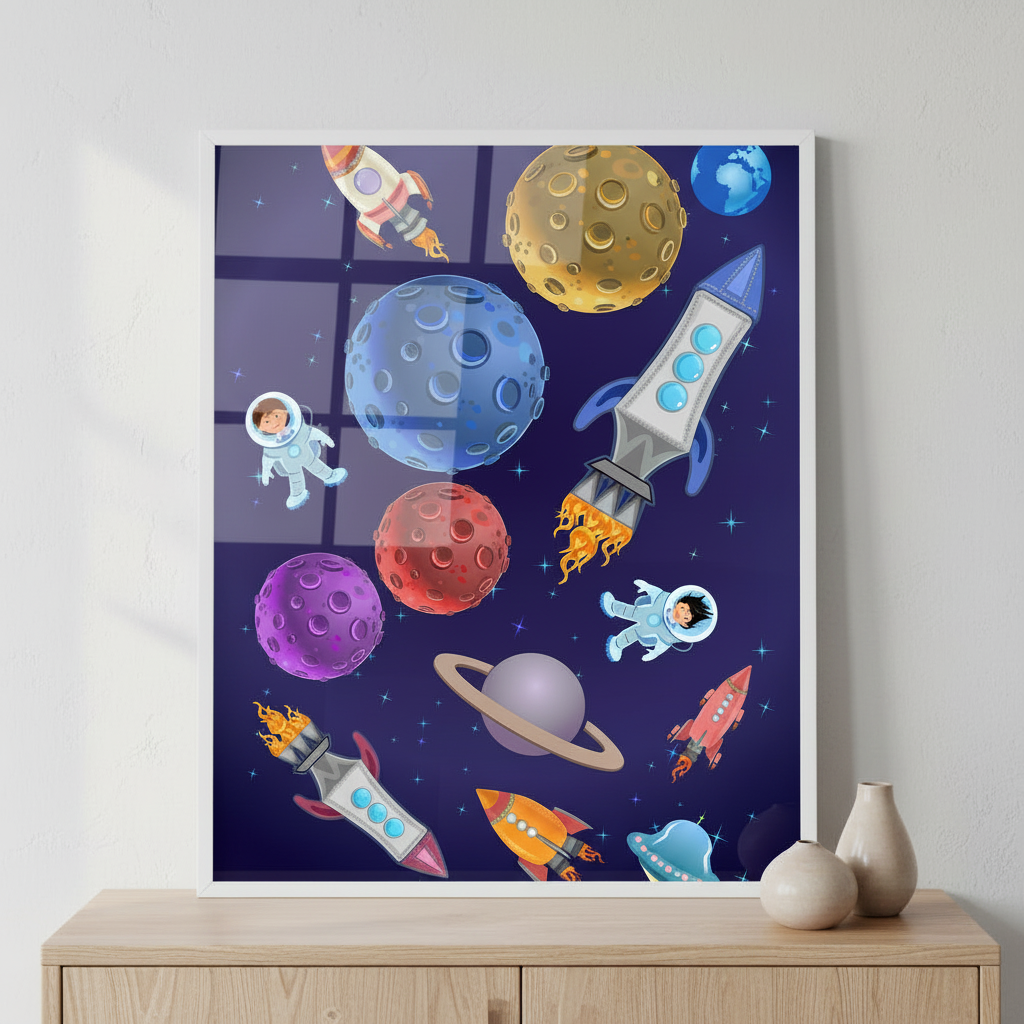 Astronaut kids on the rocket