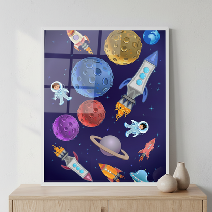 Astronaut kids on the rocket