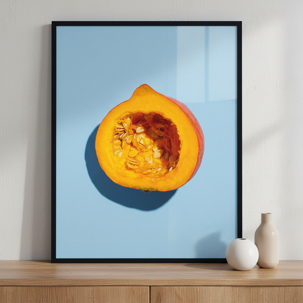 Halved orange pumpkin