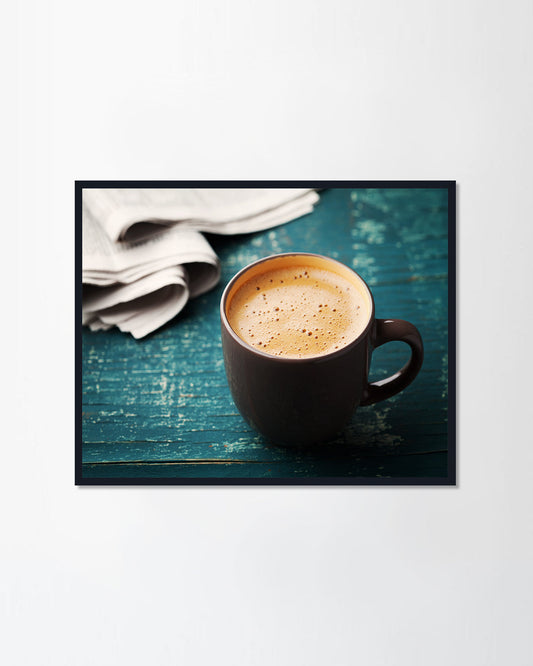 Coffee mug with newspaper