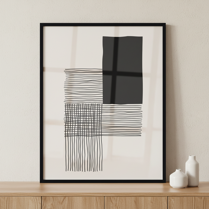 Abstract creative shapes ภาพติดผังสไตล์สแกนดิเนเวีย สำหรับตกแต่งบ้านและคอนโด พร้อมกรอบคุณภาพ