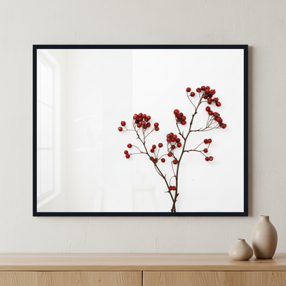 Red rowan bouquet ภาพติดผังสไตล์ธรรมชาติ สำหรับตกแต่งบ้านและคอนโด พร้อมกรอบคุณภาพ