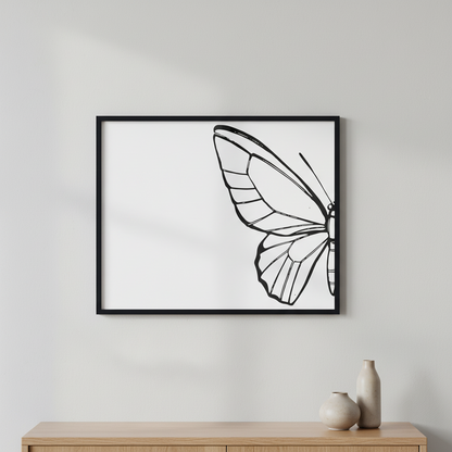 Butterflies silhouettes ภาพติดผังสไตล์นามธรรม สำหรับตกแต่งบ้านและคอนโด พร้อมกรอบคุณภาพ