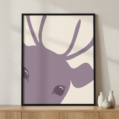 Deer with antlers ภาพติดผังสไตล์สแกนดิเนเวีย สำหรับตกแต่งบ้านและคอนโด พร้อมกรอบคุณภาพ