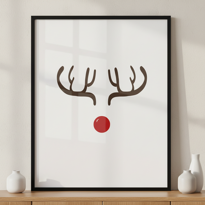 Cute reindeer ภาพติดผังสไตล์สแกนดิเนเวีย สำหรับตกแต่งบ้านและคอนโด พร้อมกรอบคุณภาพ