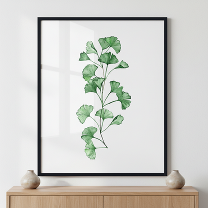 Gingko leaves ภาพติดผังสไตล์ธรรมชาติ สำหรับตกแต่งบ้านและคอนโด พร้อมกรอบคุณภาพ