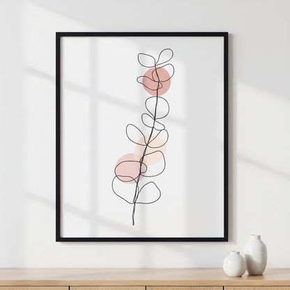 Minimal flora ภาพติดผังสไตล์สแกนดิเนเวีย สำหรับตกแต่งบ้านและคอนโด พร้อมกรอบคุณภาพ