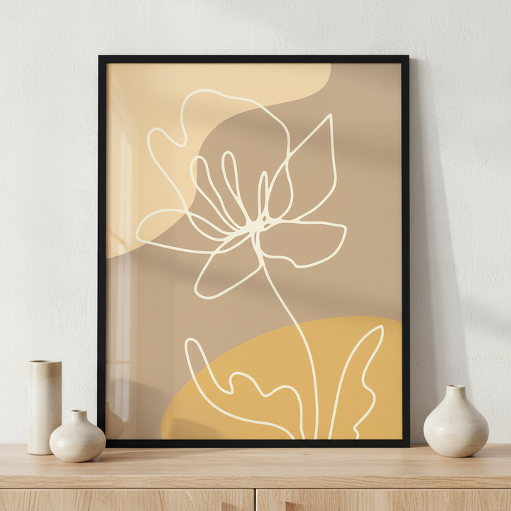 Modern art abstract floral ภาพติดผังสไตล์สแกนดิเนเวีย สำหรับตกแต่งบ้านและคอนโด พร้อมกรอบคุณภาพ