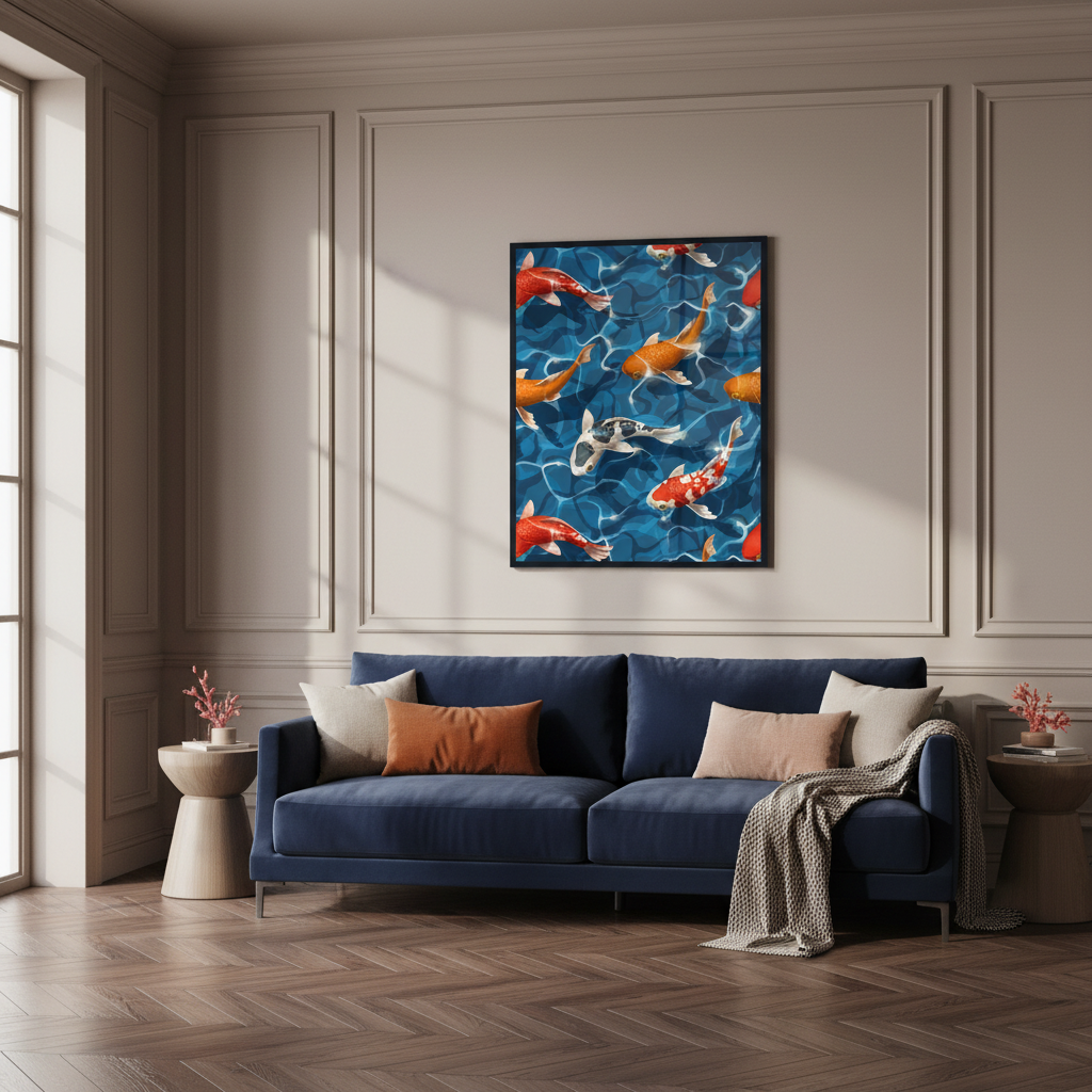 Seamless koi carps