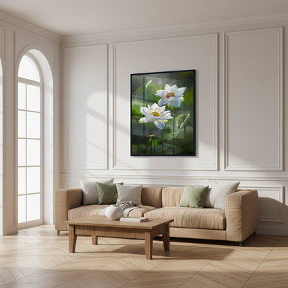 Pure white lotus flower