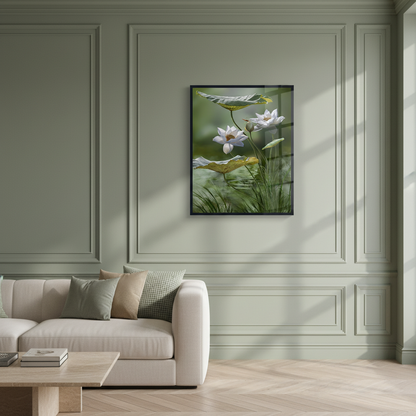 White lotus flower in lake