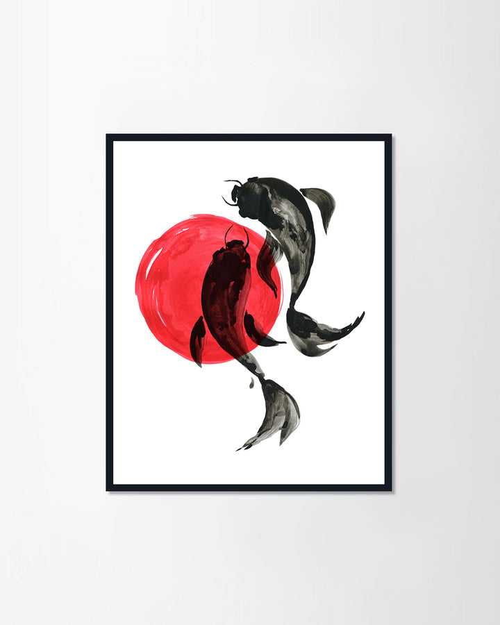 Koi fishes in Japanese painting