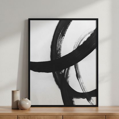 White and black abstract acrylic ภาพติดผังสไตล์สแกนดิเนเวีย สำหรับตกแต่งบ้านและคอนโด พร้อมกรอบคุณภาพ