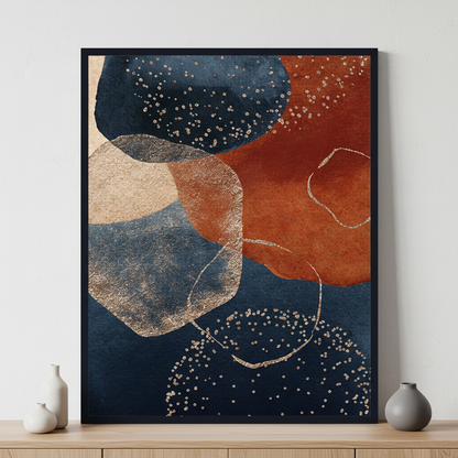 Abstract modern print set ภาพติดผังสไตล์สแกนดิเนเวีย สำหรับตกแต่งบ้านและคอนโด พร้อมกรอบคุณภาพ