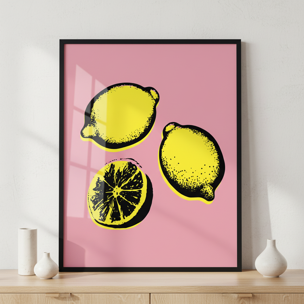 Tropical fruit ภาพติดผังสไตล์สแกนดิเนเวีย สำหรับตกแต่งบ้านและคอนโด พร้อมกรอบคุณภาพ