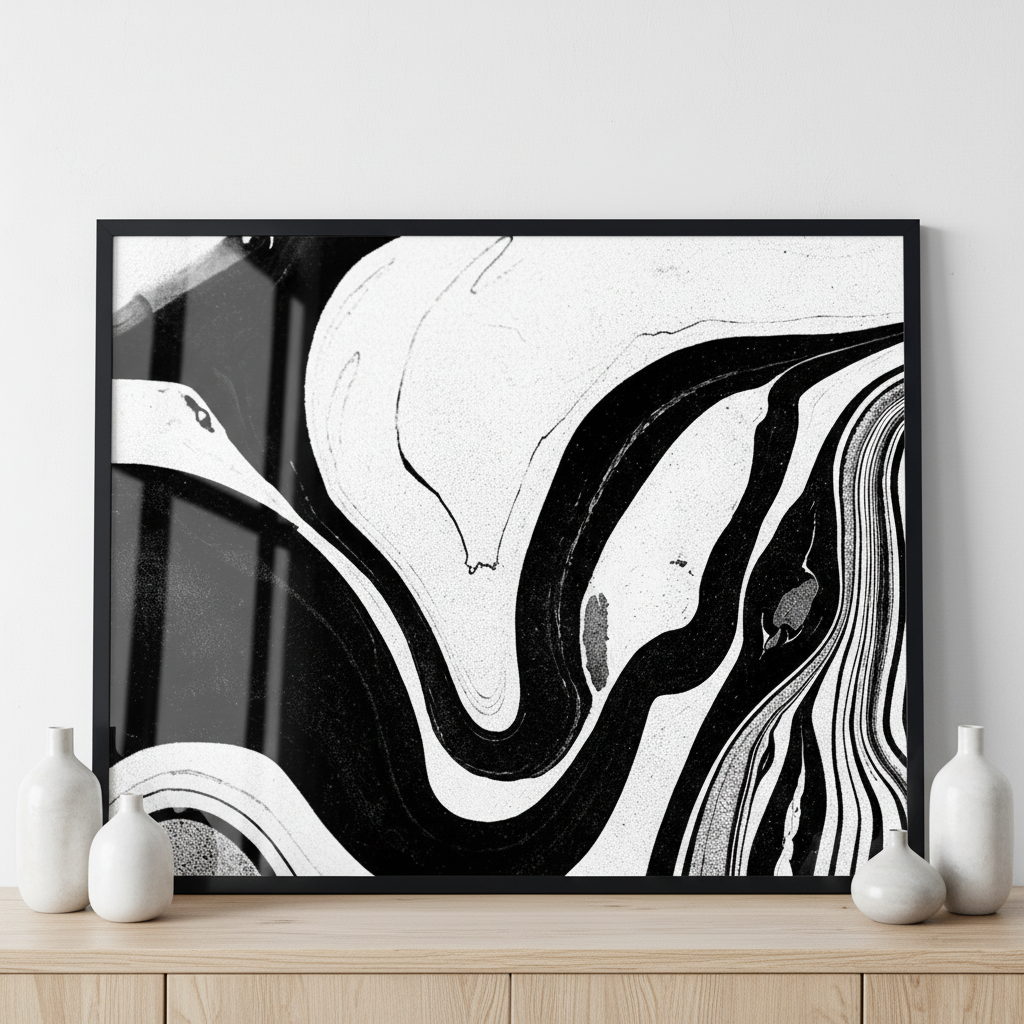 Luxury black&white ART in Eastern style ภาพติดผังสไตล์สแกนดิเนเวีย สำหรับตกแต่งบ้านและคอนโด พร้อมกรอบคุณภาพ