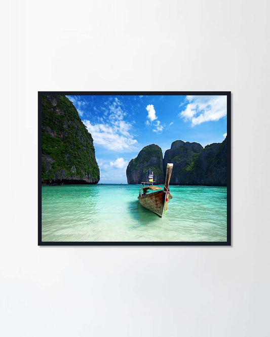 Long tail boat on the beautiful sea, Maya bay, Phuket