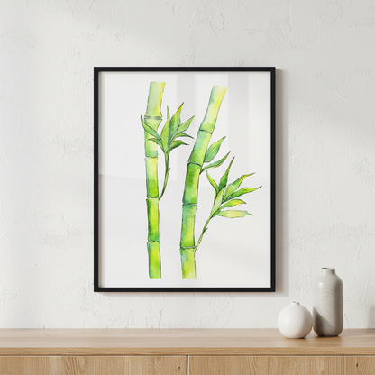 Tropical bamboo tree ภาพติดผังสไตล์ธรรมชาติ สำหรับตกแต่งบ้านและคอนโด พร้อมกรอบคุณภาพ