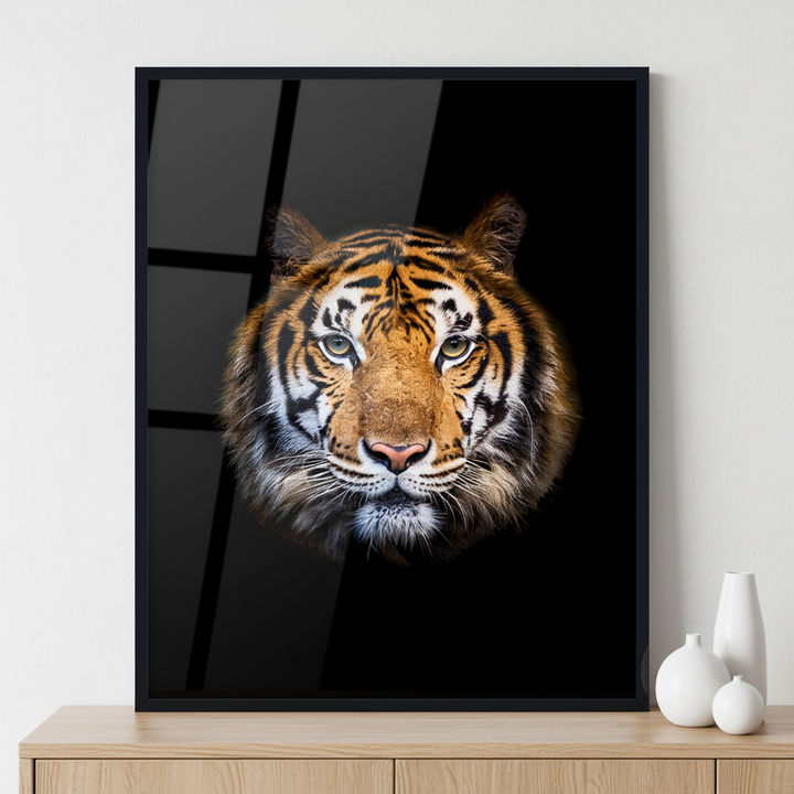 Headshot of Indochinese tiger ภาพติดผังสไตล์สแกนดิเนเวีย สำหรับตกแต่งบ้านและคอนโด พร้อมกรอบคุณภาพ