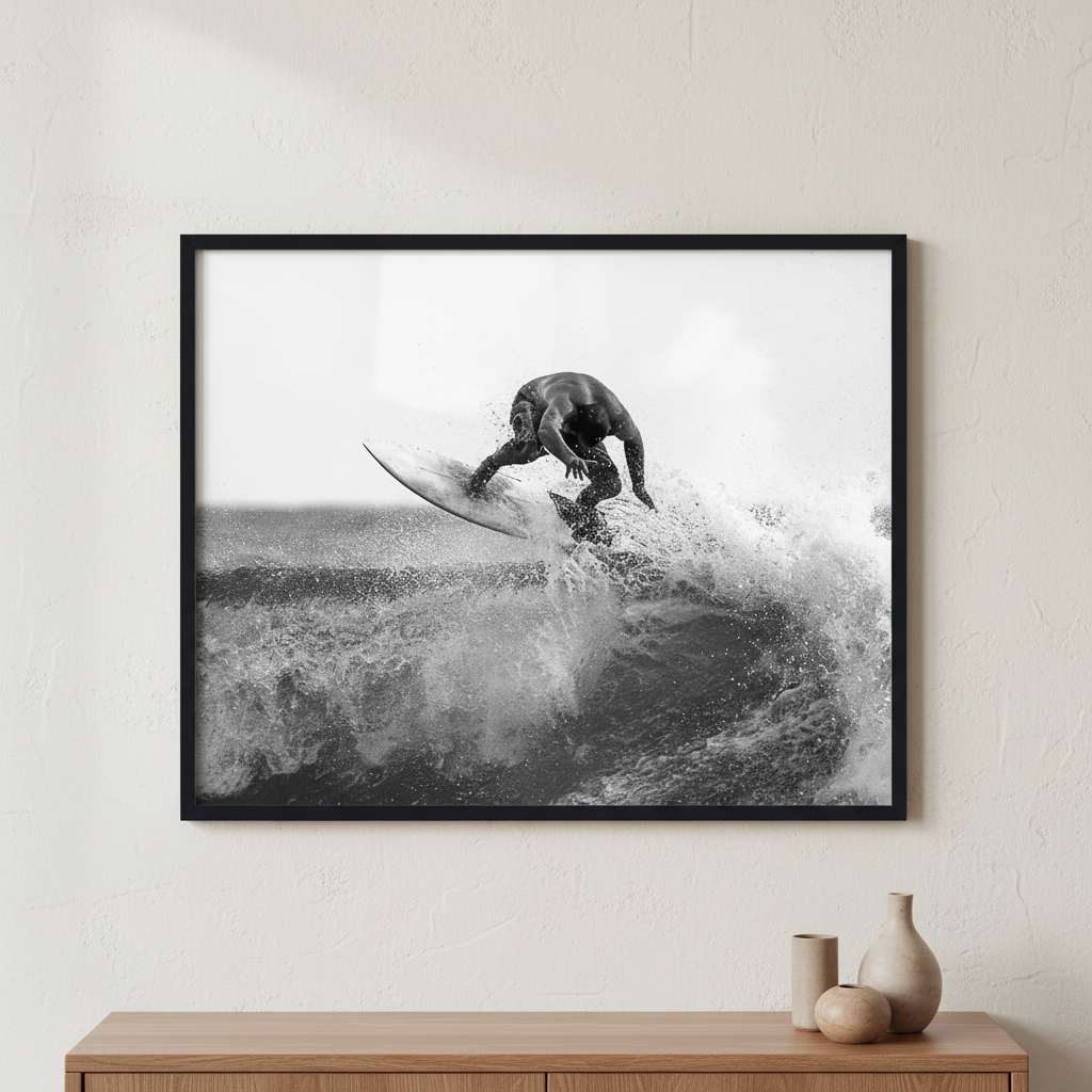 Surfing ภาพติดผังสไตล์วิวธรรมชาติ สำหรับตกแต่งบ้านและคอนโด พร้อมกรอบคุณภาพ