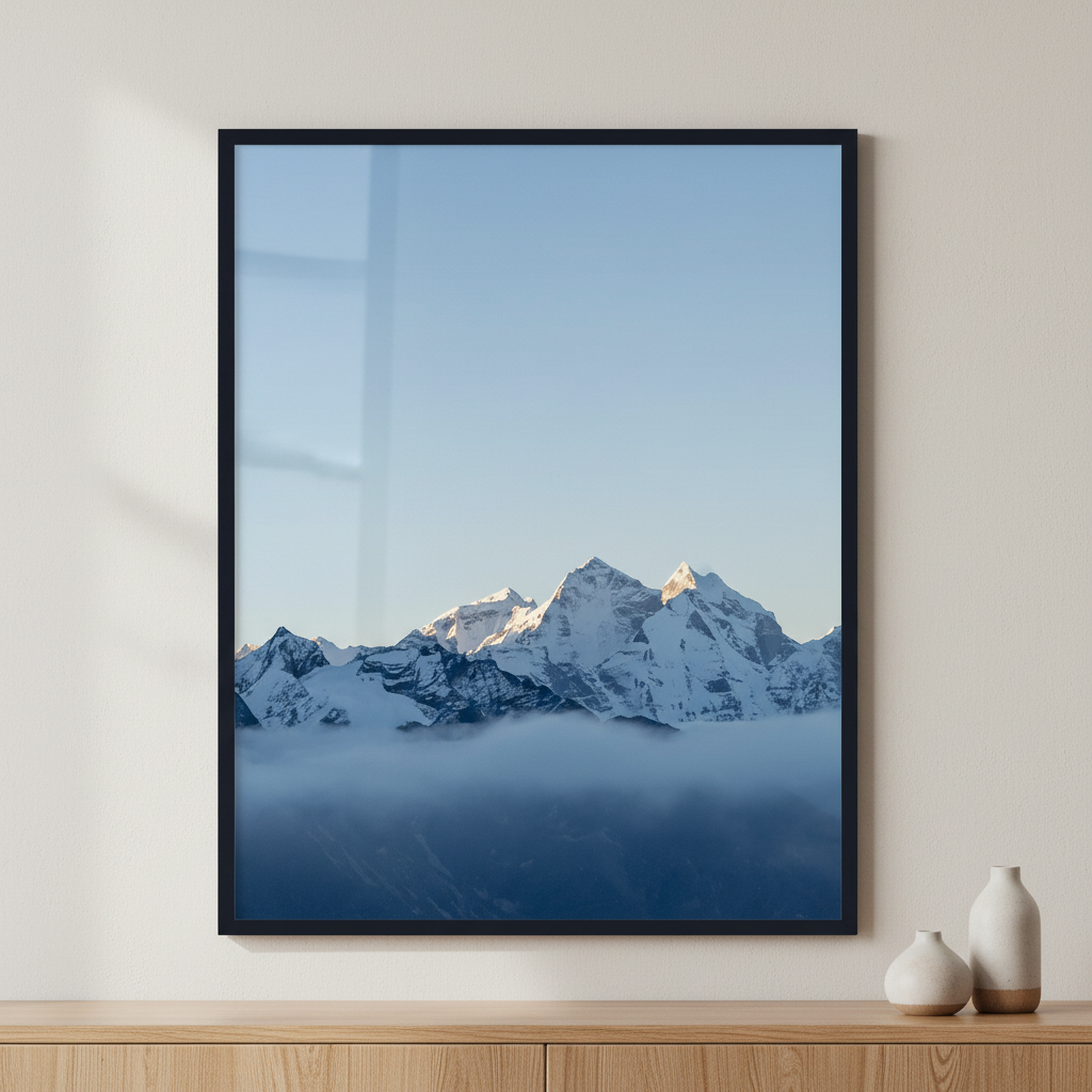 A set of mountains ภาพติดผังสไตล์วิวธรรมชาติ สำหรับตกแต่งบ้านและคอนโด พร้อมกรอบคุณภาพ