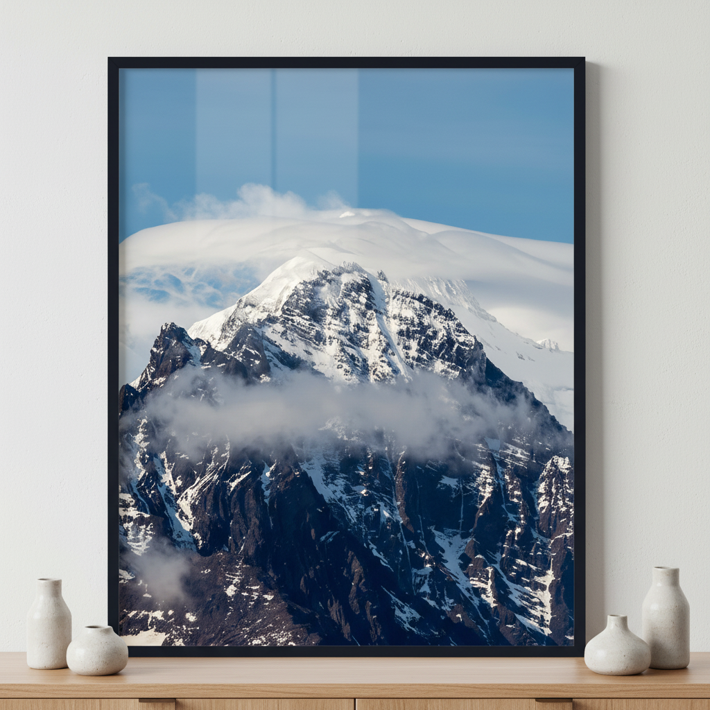 Mountains in Antarctica ภาพติดผังสไตล์วิวธรรมชาติ สำหรับตกแต่งบ้านและคอนโด พร้อมกรอบคุณภาพ
