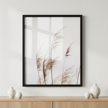 Pampas grass ภาพติดผังสไตล์สแกนดิเนเวีย สำหรับตกแต่งบ้านและคอนโด พร้อมกรอบคุณภาพ