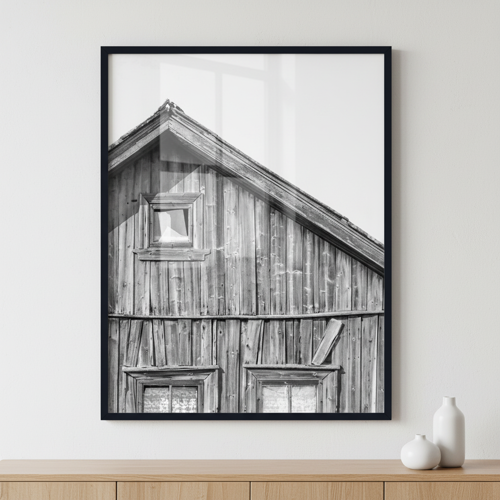 Wooden house ภาพติดผังสไตล์สแกนดิเนเวีย สำหรับตกแต่งบ้านและคอนโด พร้อมกรอบคุณภาพ