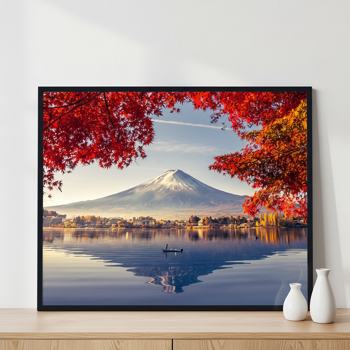 Morning Fuji I ภาพติดผังสไตล์สแกนดิเนเวีย สำหรับตกแต่งบ้านและคอนโด พร้อมกรอบคุณภาพ
