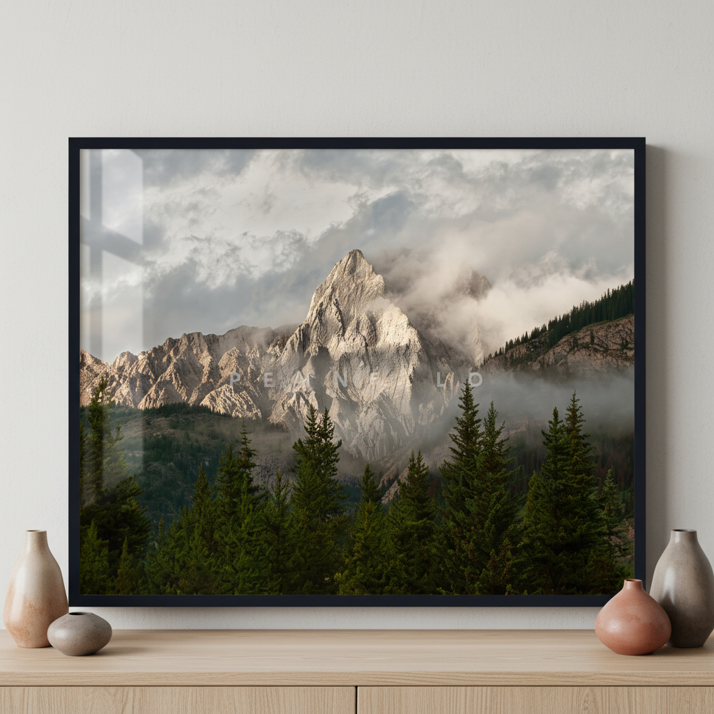 Rocky Mountains of Alberta ภาพติดผังสไตล์สแกนดิเนเวีย สำหรับตกแต่งบ้านและคอนโด พร้อมกรอบคุณภาพ