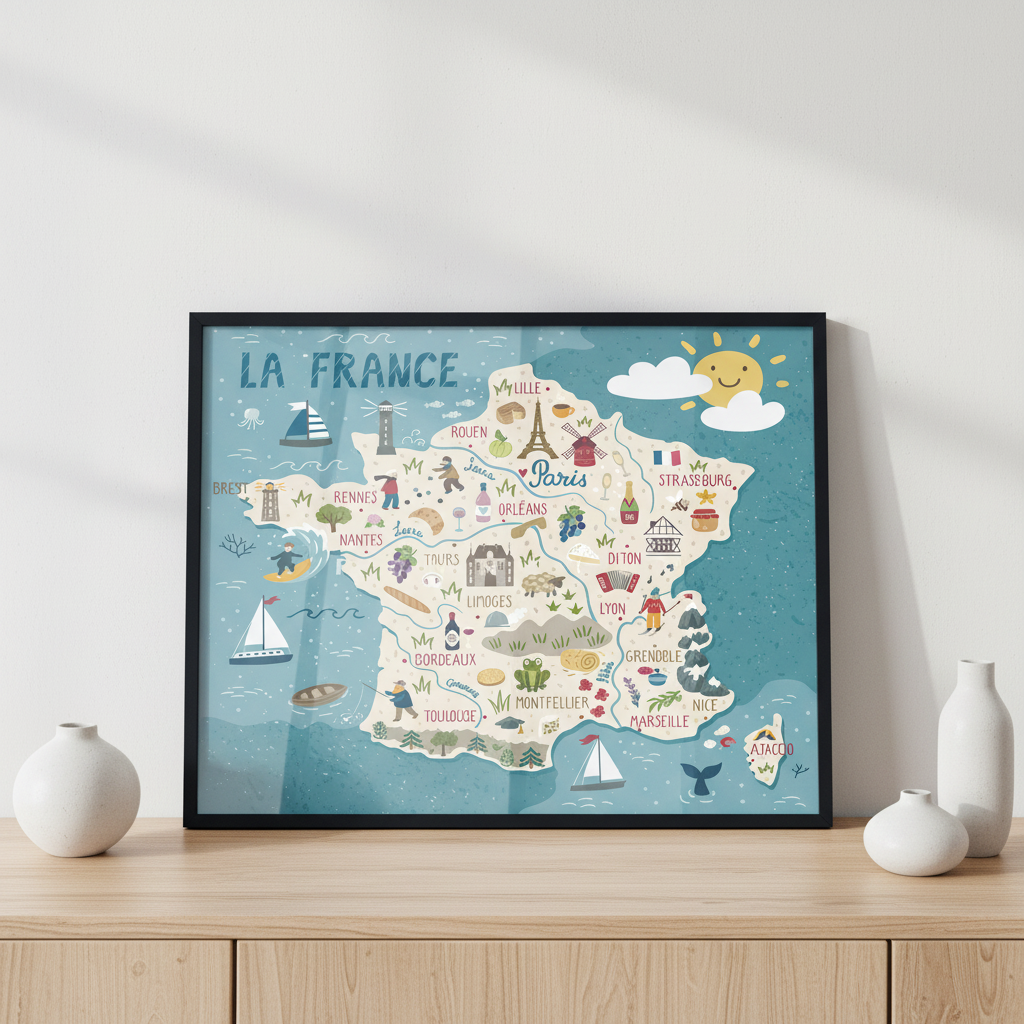Stylized map of France