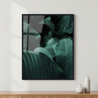 Green leaf ภาพติดผังสไตล์ธรรมชาติ สำหรับตกแต่งบ้านและคอนโด พร้อมกรอบคุณภาพ