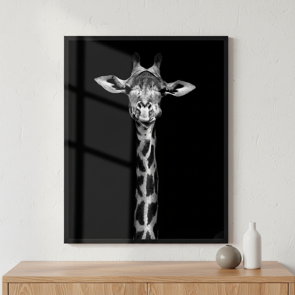 Giraffe Poster ภาพติดผังสไตล์สแกนดิเนเวีย สำหรับตกแต่งบ้านและคอนโด พร้อมกรอบคุณภาพ