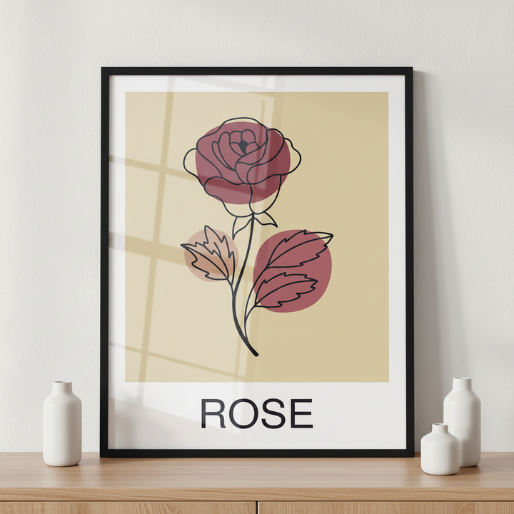 Rose : Original ภาพติดผังสไตล์สแกนดิเนเวีย สำหรับตกแต่งบ้านและคอนโด พร้อมกรอบคุณภาพ