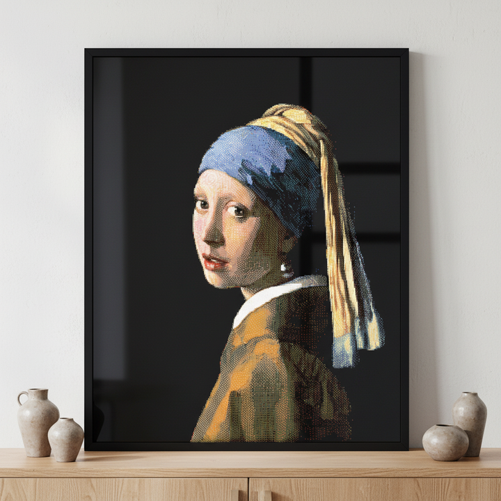 Girl with a Pearl Earring ภาพติดผังสไตล์สแกนดิเนเวีย สำหรับตกแต่งบ้านและคอนโด พร้อมกรอบคุณภาพ