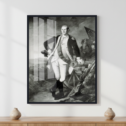 George Washington at the Battle of Princeton ภาพติดผังสไตล์สแกนดิเนเวีย สำหรับตกแต่งบ้านและคอนโด พร้อมกรอบคุณภาพ