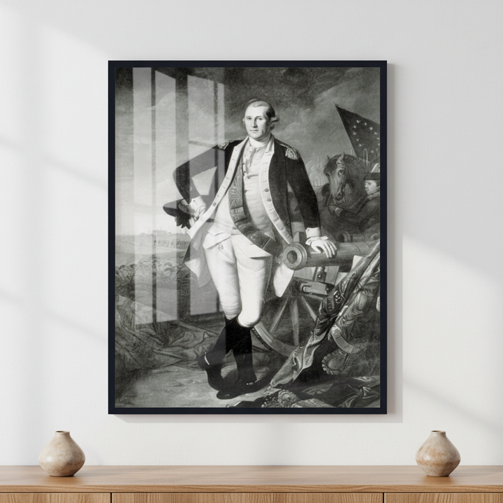 George Washington at the Battle of Princeton ภาพติดผังสไตล์สแกนดิเนเวีย สำหรับตกแต่งบ้านและคอนโด พร้อมกรอบคุณภาพ