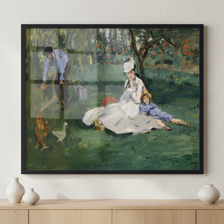 Monet Family ภาพติดผังสไตล์สแกนดิเนเวีย สำหรับตกแต่งบ้านและคอนโด พร้อมกรอบคุณภาพ