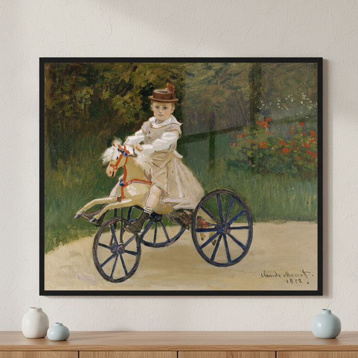 Jean Monet on His Hobby Horse ภาพติดผังสไตล์สแกนดิเนเวีย สำหรับตกแต่งบ้านและคอนโด พร้อมกรอบคุณภาพ