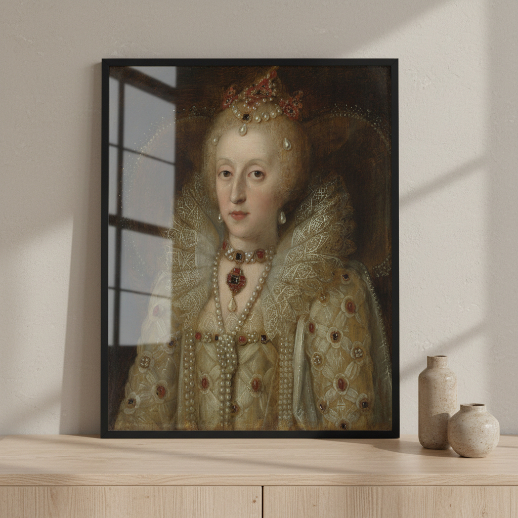 Portrait of Elizabeth I ภาพติดผังสไตล์สแกนดิเนเวีย สำหรับตกแต่งบ้านและคอนโด พร้อมกรอบคุณภาพ