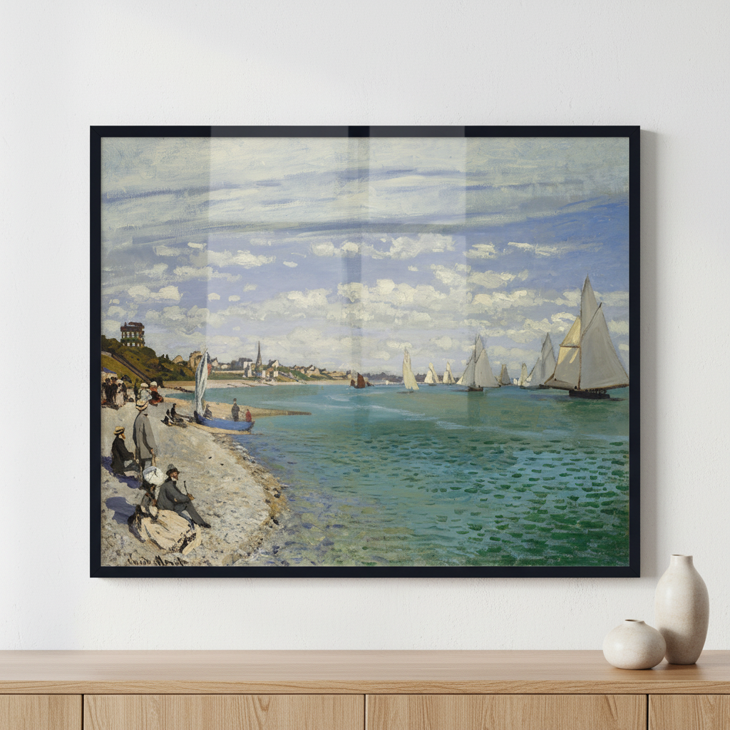 Regatta at Sainte-Adresse ภาพติดผังสไตล์สแกนดิเนเวีย สำหรับตกแต่งบ้านและคอนโด พร้อมกรอบคุณภาพ