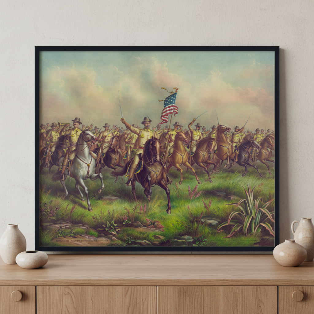 Colonel Theodore Roosevelt ภาพติดผังสไตล์สแกนดิเนเวีย สำหรับตกแต่งบ้านและคอนโด พร้อมกรอบคุณภาพ