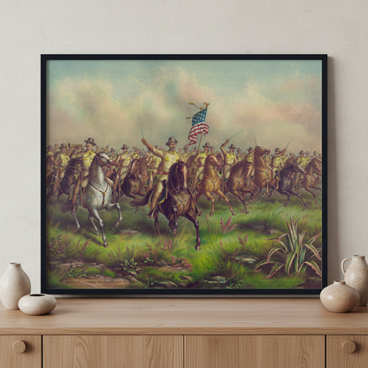 Colonel Theodore Roosevelt ภาพติดผังสไตล์สแกนดิเนเวีย สำหรับตกแต่งบ้านและคอนโด พร้อมกรอบคุณภาพ